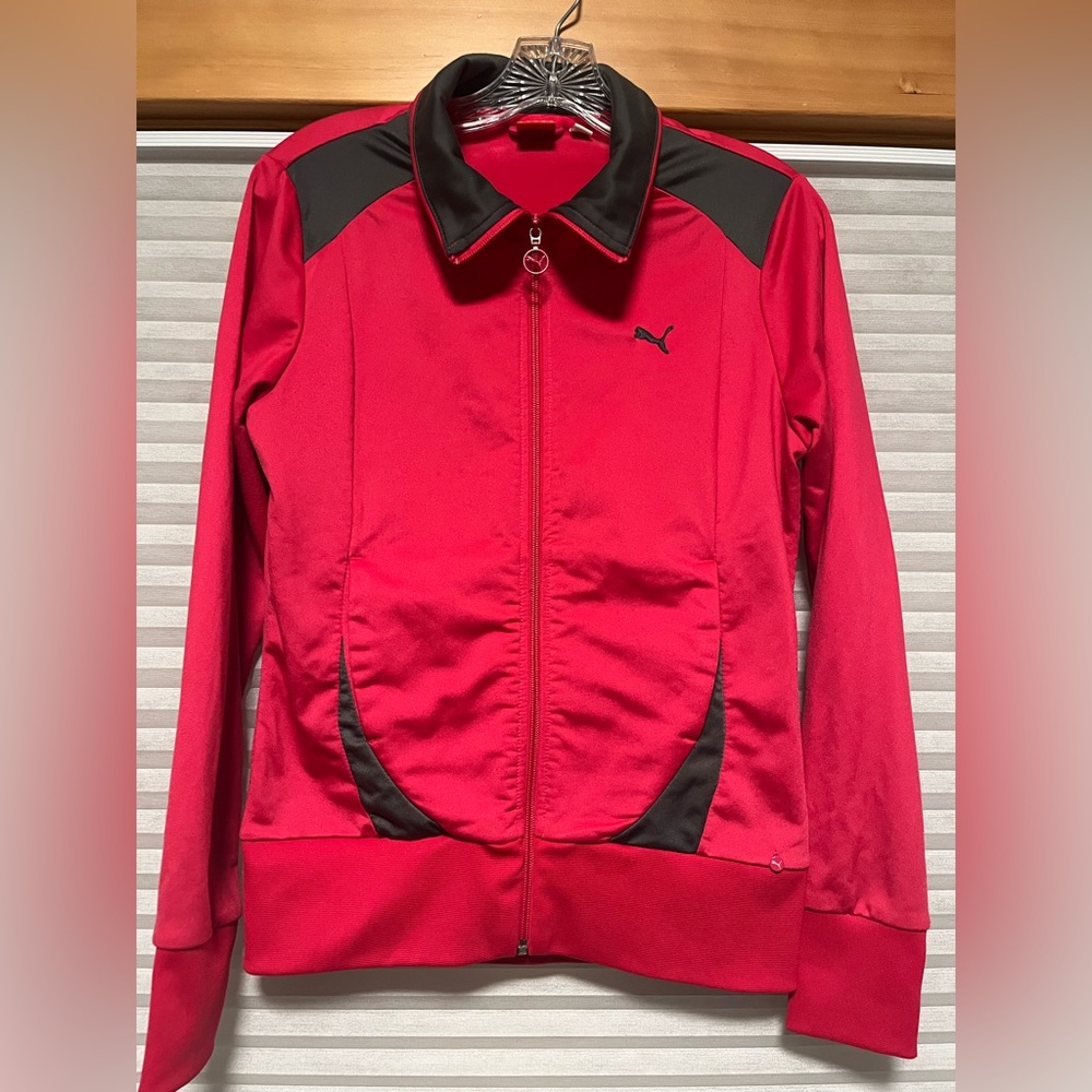 Puma Women's Vibrant Pink Bomber Jacket with Gray Details